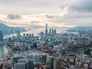 Image showing Hong Kong City at aerial view in the sky