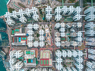 Image showing Hong Kong City at aerial view in the sky