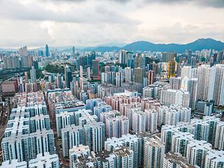 Image showing Hong Kong City at aerial view in the sky