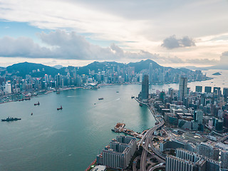 Image showing Hong Kong City at aerial view in the sky