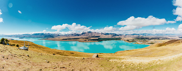 Image showing View of Lake Tekapo from Mount John, NZ