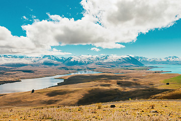 Image showing View of Lake Tekapo from Mount John, NZ