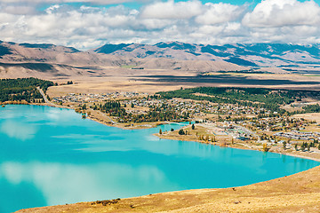 Image showing View of Lake Tekapo from Mount John, NZ