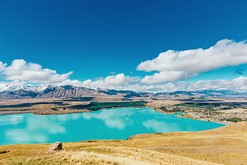 Image showing View of Lake Tekapo from Mount John, NZ