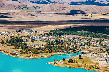 Image showing View of Lake Tekapo from Mount John, NZ