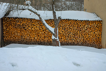 Image showing Stacked firewood