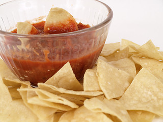 Image showing Salsa in a Chips Sea