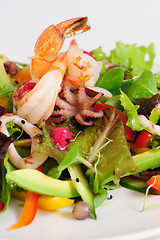 Image showing Seafood salad with fresh vegetables