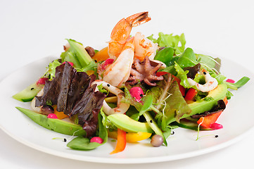 Image showing Seafood salad with fresh vegetables