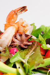 Image showing Seafood salad with fresh vegetables