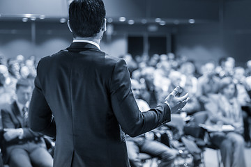 Image showing Public speaker giving talk at business event.