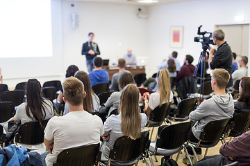 Image showing Professor lecturing in lecture hall at university.