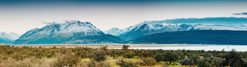 Image showing Sunset on the Summit of Mt. Cook and La Perouse in New Zealand