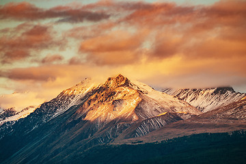 Image showing Sunset on the Summit of Mt. Cook and La Perouse in New Zealand