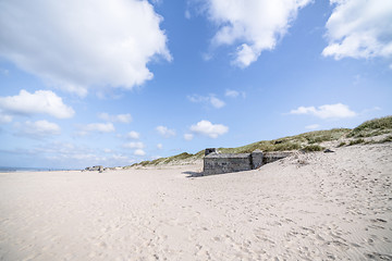 Image showing Danish beach with ruins of german bunkers