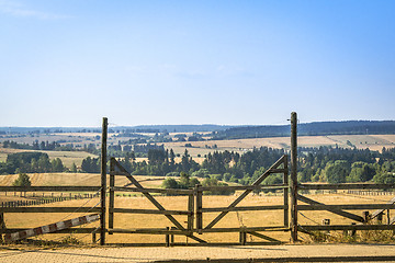 Image showing Wooden gate at a ranch