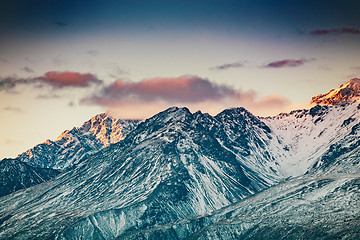 Image showing Sunset on the Summit of Mt. Cook and La Perouse in New Zealand