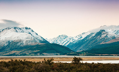 Image showing Sunset on the Summit of Mt. Cook and La Perouse in New Zealand