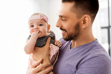 Image showing close up of father little baby girl at home