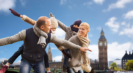 Image showing happy family having fun in london city