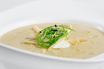 Image showing Eggplants cream soup with parmigiano