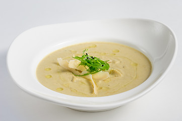 Image showing Eggplants cream soup with parmigiano