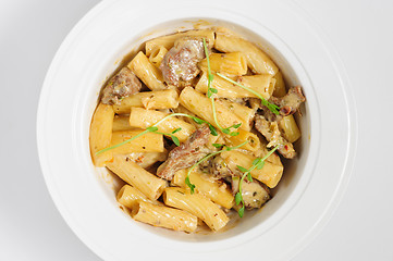 Image showing penne pasta with veal meat
