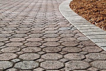 Image showing low angle brick paver driveway