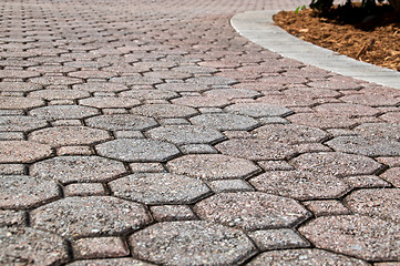 Image showing low angle florida brick paver driveway