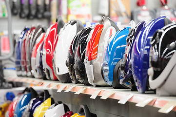 Image showing Row of vacuum cleaners in appliance store