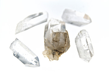 Image showing Clear Quartz Crystal Points lit from beneath