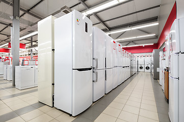 Image showing refrigerators and washing mashines in appliance store