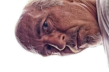 Image showing HDR portrait of unshaven older man bent over