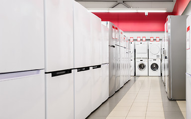 Image showing refrigerators and washing mashines in appliance store