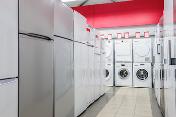 Image showing refrigerators and washing mashines in appliance store