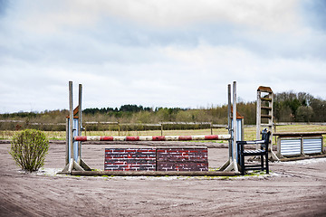 Image showing Horse agility track with jump obstacles