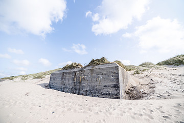 Image showing Bunker in a dune on a beach in Denmark