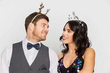 Image showing couple with christmas or new year party props