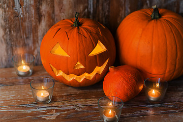 Image showing carved halloween jack-o-lantern pumpkin