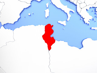 Image showing Tunisia in red on map