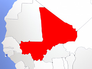 Image showing Mali in red on map