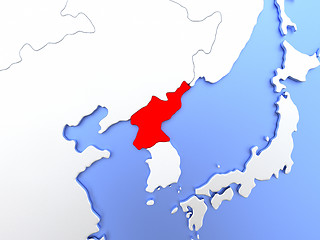 Image showing North Korea in red on map