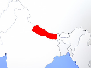 Image showing Nepal in red on map