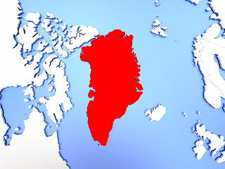 Image showing Greenland in red on map