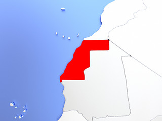 Image showing Western Sahara in red on map