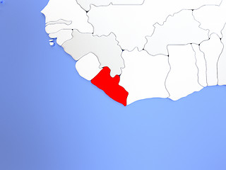 Image showing Liberia in red on map