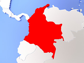 Image showing Colombia in red on map