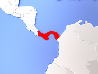 Image showing Panama in red on map