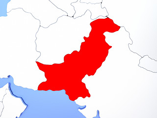 Image showing Pakistan in red on map