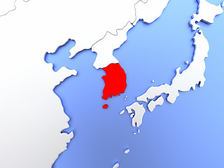 Image showing South Korea in red on map